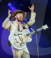 Orville Peck performing at the Hinterland Music Festival in Saint Charles, Iowa