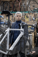 Mayor of London Sadiq Khan at The Bike Project in Deptford, London, UK.