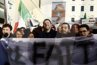 Matteo Salvini a Largo Argentina dopo l&#x2019;assoluzione al processo Open Arms 
Matteo Salvini a Largo Argentina dopo l&#x2019;assoluzione al processo Open Arms 