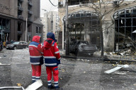 Aftermath of Russian missile attack in Kyiv
