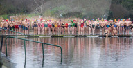 Members of the Serpentine Swimming Club participate in the annual Christmas Day morning Peter Pan Cup on the Serpentine, Hyde Park, London, Great Britain 
25th December 2024