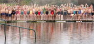 Members of the Serpentine Swimming Club participate in the annual Christmas Day morning Peter Pan Cup on the Serpentine, Hyde Park, London, Great Britain 
25th December 2024