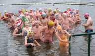 Members of the Serpentine Swimming Club participate in the annual Christmas Day morning Peter Pan Cup on the Serpentine, Hyde Park, London, Great Britain 
25th December 2024