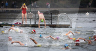 Members of the Serpentine Swimming Club participate in the annual Christmas Day morning Peter Pan Cup on the Serpentine, Hyde Park, London, Great Britain 
25th December 2024