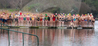 Members of the Serpentine Swimming Club participate in the annual Christmas Day morning Peter Pan Cup on the Serpentine, Hyde Park, London, Great Britain 
25th December 2024