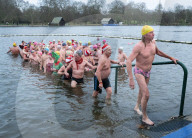 Members of the Serpentine Swimming Club participate in the annual Christmas Day morning Peter Pan Cup on the Serpentine, Hyde Park, London, Great Britain 
25th December 2024