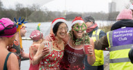 Members of the Serpentine Swimming Club participate in the annual Christmas Day morning Peter Pan Cup on the Serpentine, Hyde Park, London, Great Britain 
25th December 2024