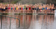 Members of the Serpentine Swimming Club participate in the annual Christmas Day morning Peter Pan Cup on the Serpentine, Hyde Park, London, Great Britain 
25th December 2024