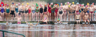 Members of the Serpentine Swimming Club participate in the annual Christmas Day morning Peter Pan Cup on the Serpentine, Hyde Park, London, Great Britain 
25th December 2024
