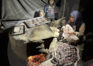 Gaza families living under tents in cold winter weather