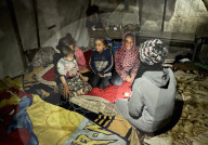 Gaza families living under tents in cold winter weather