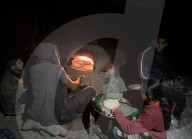 Gaza families living under tents in cold winter weather