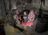 Gaza families living under tents in cold winter weather