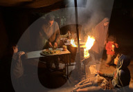 Gaza families living under tents in cold winter weather
