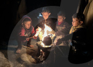 Gaza families living under tents in cold winter weather