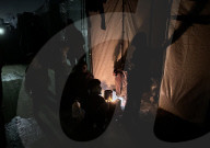 Gaza families living under tents in cold winter weather