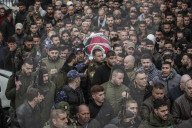 West Bank funeral of Palestinian officer