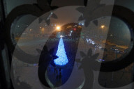 Kyiv sparkles at night during holiday season