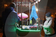 Kyiv sparkles at night during holiday season