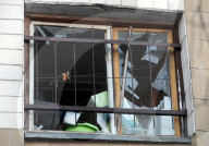 Aftermath of Russian drone attack in Kyiv