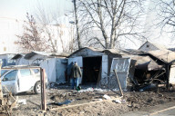 Aftermath of Russian drone attack in Kyiv