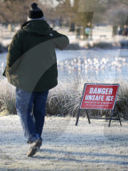 Sub-zero temperatures in London, UK.