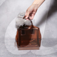 Bag riding robot behaves like a bashful baby