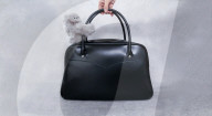 Bag riding robot behaves like a bashful baby