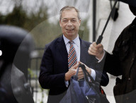 Nigel Farage seen after Musk comments in Biggin Hill, UK.