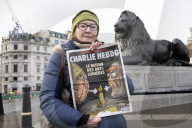 Je suis Charlie rally organised by the Our Fight campaign group commemorating the 10th anniversary of the Charlie Hebdo murders. Trafalgar Square, London, UK