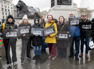 Je suis Charlie rally organised by the Our Fight campaign group commemorating the 10th anniversary of the Charlie Hebdo murders. Trafalgar Square, London, UK
