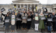 Je suis Charlie rally organised by the Our Fight campaign group commemorating the 10th anniversary of the Charlie Hebdo murders. Trafalgar Square, London, UK
