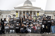 Je suis Charlie rally organised by the Our Fight campaign group commemorating the 10th anniversary of the Charlie Hebdo murders. Trafalgar Square, London, UK