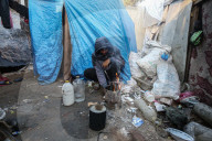 Gaza refugees in shelters during harsh winter
