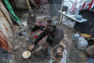 Gaza refugees in shelters during harsh winter