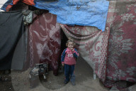 Gaza refugees in shelters during harsh winter