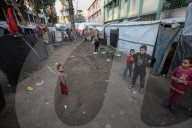 Gaza refugees in shelters during harsh winter