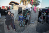 Gaza refugees in shelters during harsh winter
