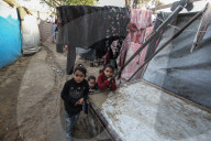 Gaza refugees in shelters during harsh winter