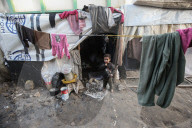 Gaza refugees in shelters during harsh winter