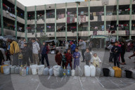 Gaza refugees in shelters during harsh winter