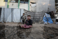 Gaza refugees in shelters during harsh winter