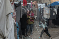 Gaza refugees in shelters during harsh winter