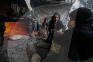 Gaza refugees in shelters during harsh winter