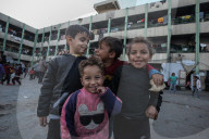 Gaza refugees in shelters during harsh winter