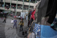 Gaza refugees in shelters during harsh winter