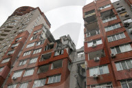 Apartment block damaged by Russian missile attack in Dnipro