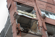 Apartment block damaged by Russian missile attack in Dnipro