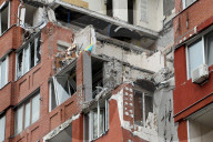 Apartment block damaged by Russian missile attack in Dnipro