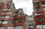 Apartment block damaged by Russian missile attack in Dnipro